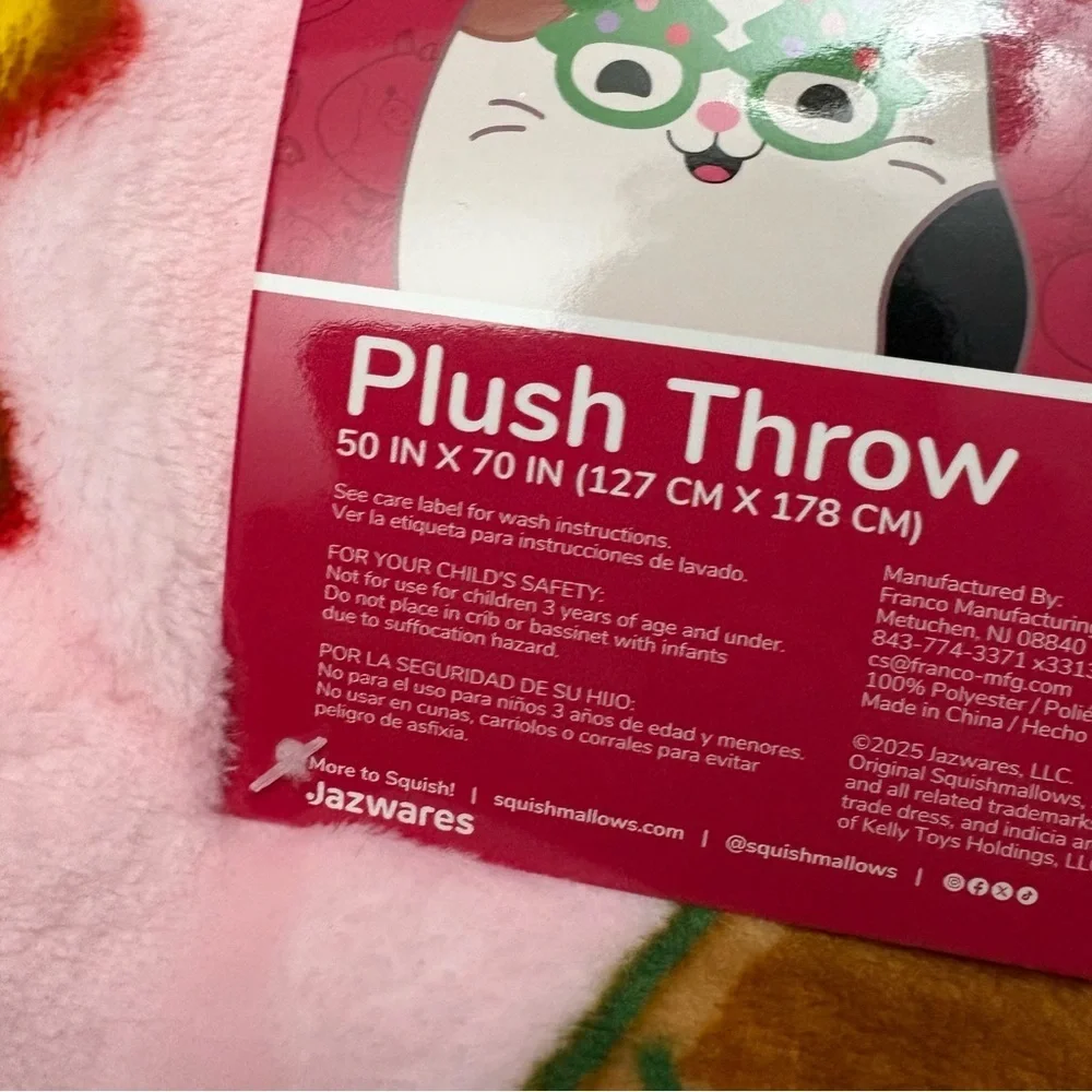 Squishmallows Christmas plush blanket throw NWT